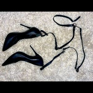 Schutz Black Leather Pumps - leg strap and chain 10